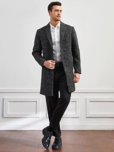 Якета за мъже, Мъжки однобортное палто с ревера (Цвят: Тъмно сив, Размер: X-Large)