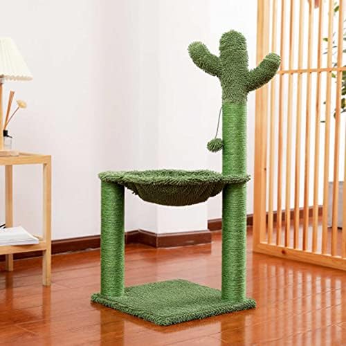 Когтеточка за котки FUZOFUIZ Cactus Cat Tree Игра Кула-Прашка, Напълно Завернутая в Сезал Когтеточка за Котки 93,5 см Зелен