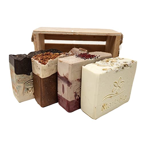 Подаръчен комплект сапуни ръчно изработени Marbela Cosmetics, състоящ се от 4 вида сапун (Натурален овесена каша на прах