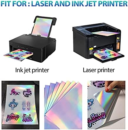 Хартия за холографски стикери за мастилено-струен принтер, подходящи за печат, 8.5 x 11 инча, Изсъхва Бързо, Водоустойчива