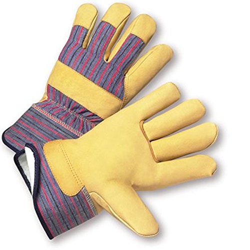 Ръкавици за дланите West Chester 5555 Premium зърна от свинска кожа – [Опаковка от 12 броя] Кафяви, Големи, Работни ръкавици с подплата
