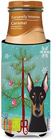 Carolin's Treasures BB1617MUK Коледно Дърво и Доберман Ултра Обнимашка за Тънки кутии, Обнимашка с охлаждащ ръкав за консерви,