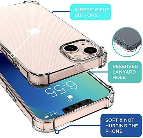 Benjolf е Съвместим с калъф iPhone 13 Кристално Чисти, Прозрачни Противоударные Защитни Калъфи за мобилни телефони iPhone 13, 6,1 инча