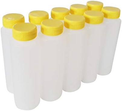 Пластмасови бутилки за въртене kelkaa от полиетилен с висока плътност на 8 унции с широко гърло, Жълти откидными капаци за подправки