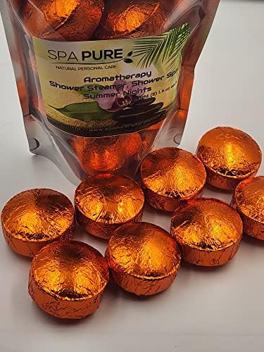 Ароматерапевтические бомбочки за душата Summer Nights: Произведено в САЩ със натурални етерични масла - Преобразите Вашия душ (общо 8 броя) Опаковка от 1