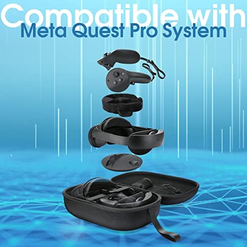 Твърд Пътен калъф ProCase, Съвместим с Meta / Oculus Quest Pro, Защитен Органайзер Голям капацитет за съхранение на гейминг слушалки