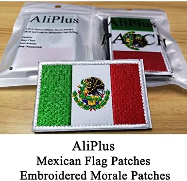 2 БР AliPlus Нашивка с Флага на Мексико, на Бродирани Тактически Нашивкой на Военен Морал, Кука и Контур