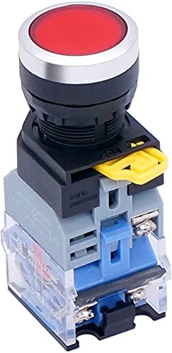 NUNOMO 22 мм, 10A 440 В 1NO 1NC DPST Превключвател на Захранването Бутон Ключове с един Зелен led подсветка Напрежение 110 (Цвят: