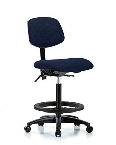 Текстилен стол за сядане LabTech LT41880 с Висока Пейка, Найлон Основа, Курсив, Черен Пръстен за крака, Ролки, Сив