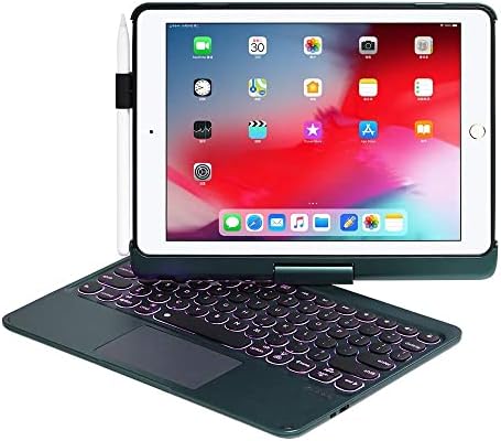 Калъф за клавиатура ИНИЦИАТИВИ за iPad 10.2 2021 9th 2020 8th 2019 7th, iPad Air 10.5 2019, iPad Pro 10.5 2017 - С подсветка С възможност за завъртане на 360 градуса - Безжичен - Тъчпад iPad 9-то поколение