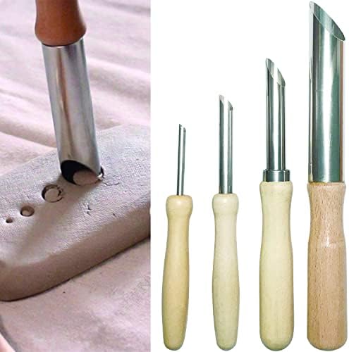 Набор от инструменти за рязане на кръгли отвори от глина LYMGS, Машина за Кръгли отвори с Дървена дръжка и Неръждаема Стомана за Грънчарска