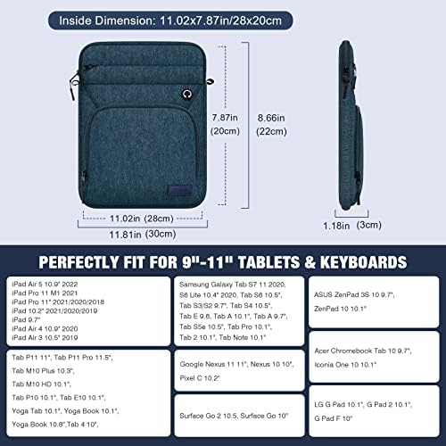 Чанта за таблет MoKo 9-11 инча, Идеален за iPad Air 5 10,9 2022, iPad 9/8/7 10,2, iPad 10th 10,9, iPad Pro 11 M2 2022-2018, Многофункционална