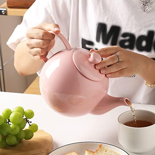 Порцеланов чайник SWEEJAR с приготвяне на чай и капак, Чай и прибори с филтър 40 грама за приготвяне на Кафе/ чай / Мляко / Жени