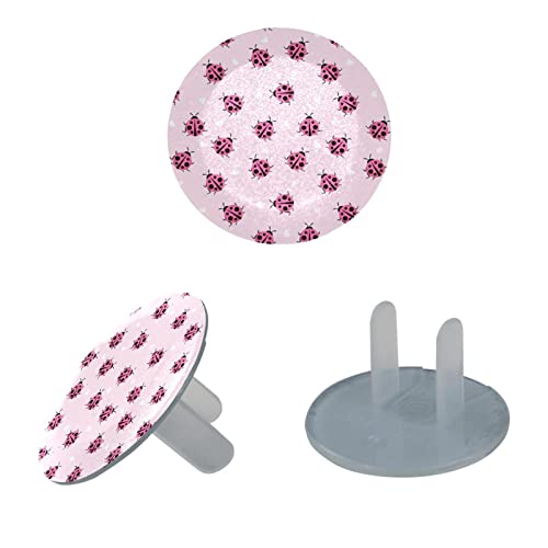 Защитни капаци за контакти за защита от деца (12 опаковки), Розови Декоративни Капаци за контакти с шарките на калинка, Защитни Капаци