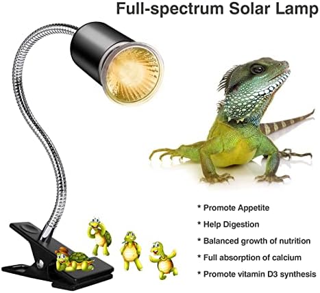 Топлинна Лампа за Влечуги PAWHITS UVB UVA Reptile Light със Скоба с Възможност за Завъртане на 360° за Гущери и Костенурки