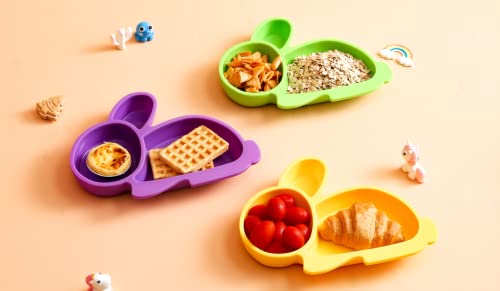 Детска чиния Eyoulyer, Силиконови чиния за деца, Детска чиния | Комплект от 3 теми | прибори за хранене, Разделени в чиниите