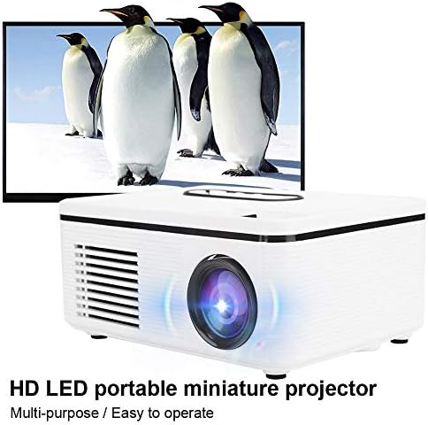 Мини-видео проектор, Мултимедиен Домашно Кино 1080P HD Led Шрайбпроектор с контраст 1000: 1 за Настолен компютър/DVD/ конзола