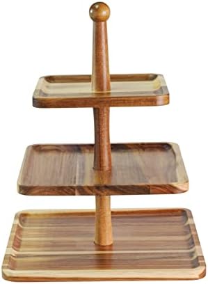 Дървена Поставка за Кифли EDUROMI, Мулти-Поставка за кифли Кула Кифли на 24 печене на кекс, 3 Нива Дървена Поставка за Сервиране на