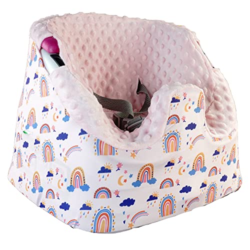 Съвместим с бустером за хранене Ingenuity Baby Base и подово калъф за седалка, свалящ се от норка, предназначени за бустера Ingenuity - Pink Rainbow