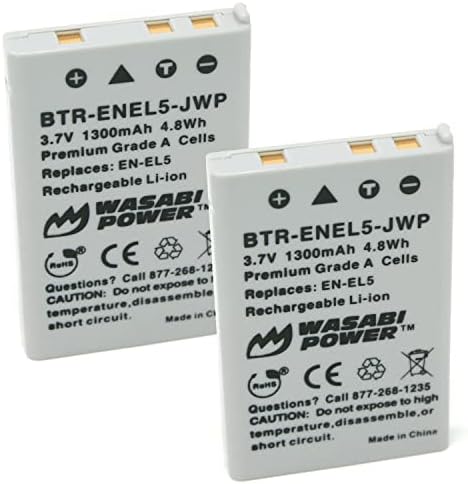 Батерия Wasabi Power (2 комплекта) за Nikon EN-EL5 и Nikon Coolpix 3700, 4200, 5200, 5900, 7900, P3, P4, P80, P90, P100, P500, P510,