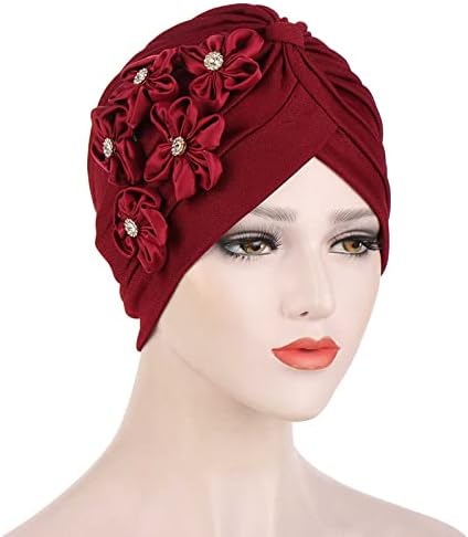 Зимни дамски шапки, шапки случайни пет малки цветя твърда шапка шапка шапки мюсюлмански тюрбан шапка с припокриване шапки шапки