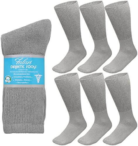 Falari 6-Pack Одобрени от лекари чорапи за диабетици екип Свободно, намаляване, подобряване на кръвообращението (10-13, бял)
