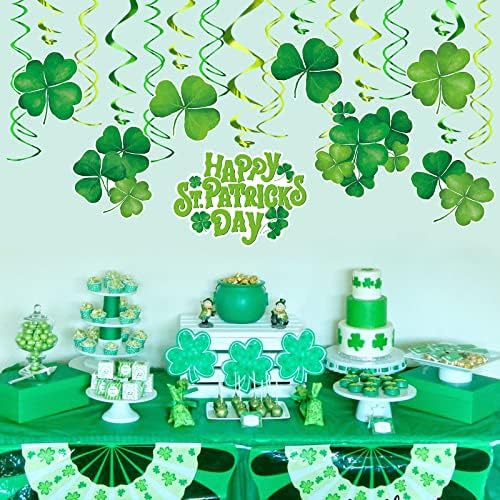 30 БР. Декорации за Деня на Св. Патрик, Вечерни Аксесоари, Честит Ирландски Зелена Детелина, Окачен Декор от Фолио във формата на