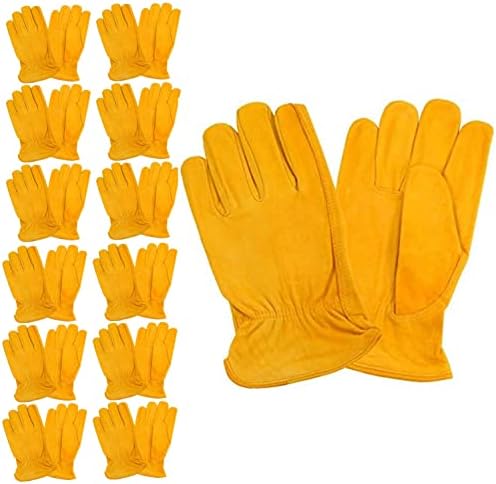Cordova Safety Products Многофункционални и Работни ръкавици от телешка кожа със Златист цвят, Среден размер, за 12 опаковки