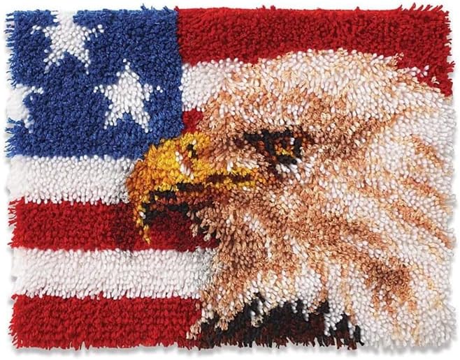 Комплекти Килими с капаче и на една Кука за възрастни и Начинаещи Орел и Знаме на Америка САМ Сегмент Прежда Мат с Капаче и плетене