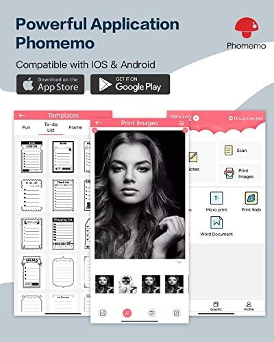 Преносим принтер Phomemo M02 Mini Bluetooth с 3 Ролята на Хартия за Термонаклеек - Прозрачен Златен / Прозрачен Бял / Хартия