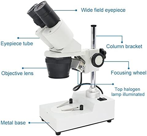 FKSDHDG Бинокъла на стереомикроскоп Промишлен Стереомикроскоп Горната led светлини Инструмент за ремонт на спояване на печатни платки Мобилен телефон (Цвят: бял, разме