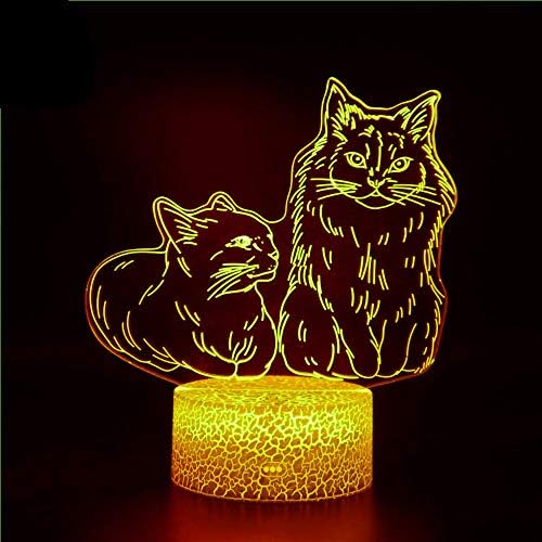 Jinnwell 3D Котка Животно Нощно Лампа Илюзията за нощна светлина В 7 Цвята което променя Сензорен Прекъсвач Тенис на Украсата на Масата