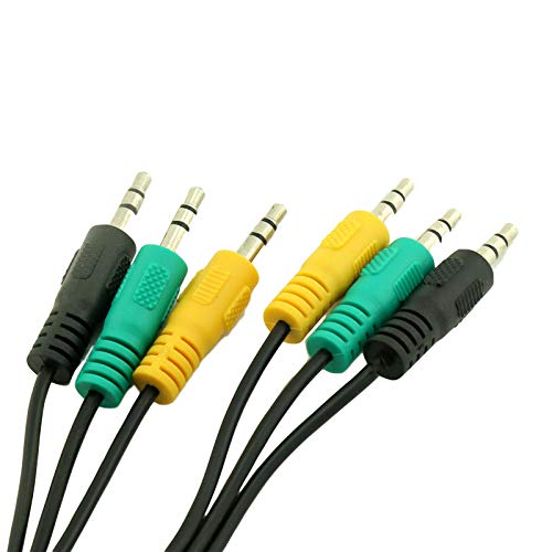 Преносимото аудио кабел UpperFu 3,5 мм 1/8 TRS Stereo 3-3 Mini Jack с цветна кодиране, Съвместим с 5,1-канальными компютърни колони Logitech z-5500, z-5450, z-5400, z-5300, z-906, z-680, x540 и т.н. 5 метра