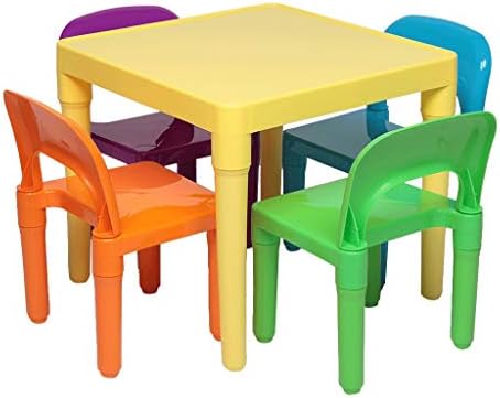Комплект пластмасови бебешки маси и столове LIUYUNQI, 1 Маса и четири стола, Мебелни комплекти, комплекти детски столове и Учебни маси,