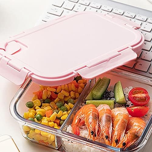 Стъклени съдове SZYAWbdh Bento Boxes 3 в 1 за кухнята, дизайн с отделна мрежа, по-удобно е да се смесват съставките без мирис