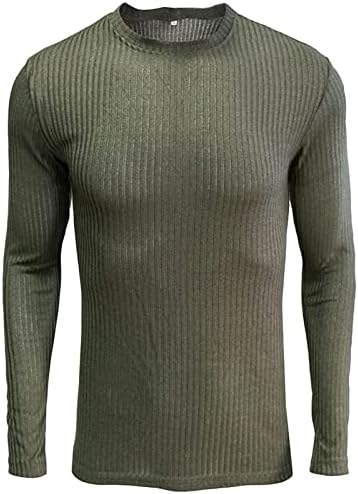 Мъжки t-shirt JEKE-DG, Зимен Пуловер с V-образно деколте, Пуловер с висока воротом и дълъг ръкав, Съкратен Топ в ивица, Базова