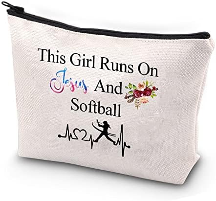 JYTAPP Косметичка за софтбол Подаръци играч по софтбол Подаръци за Софтбол Е от Исус и Софтбол Пътна чанта за тоалетни принадлежности