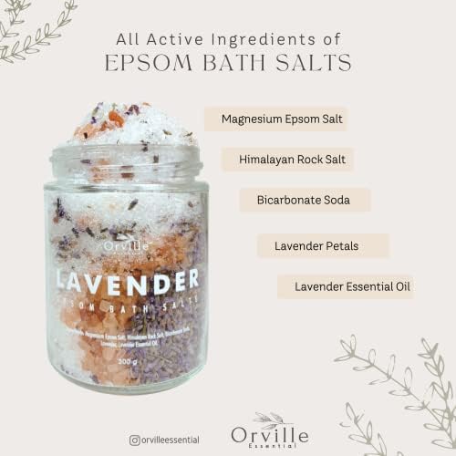 Лавандула соли за вана премиум-клас с тези листенца - Смес гималайской и английска сол за вана - Всички естествени средства за грижа за кожата