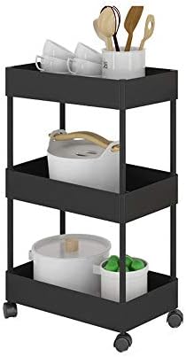 XJJZS Творчески Домашни Стелажи Подови Кошница За съхранение на Кухненски Продукти многофункционална Рафтове за подправки (Цвят: черен)
