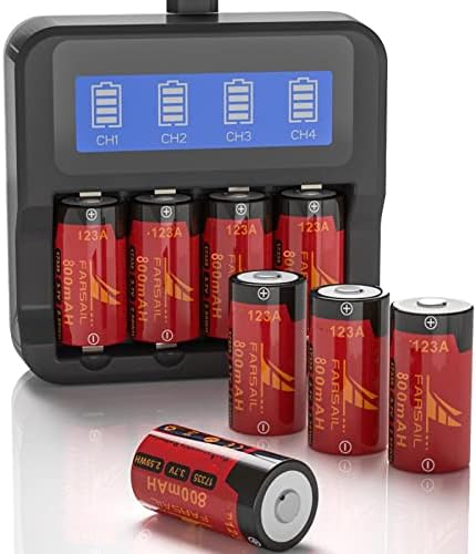 Зарядно устройство cr123a lithium, FARSAIL 4 Отделения с 3,7 НА cr123a lithium Акумулаторни Батерии, Зарядно Устройство за батерии