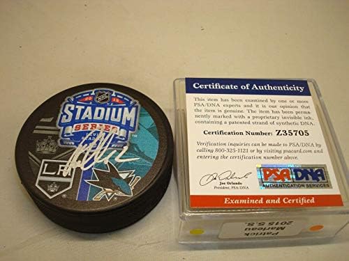 Патрик Marlo подписа Хокей шайба Серия Шаркс Стэдиум Auto PSA/DNA COA 1C - за Миене на НХЛ с автограф