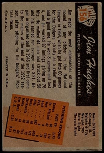 1955 Боуман # 156 Джим Хюз Бруклин Доджърс (Бейзбол карта) VG Dodgers