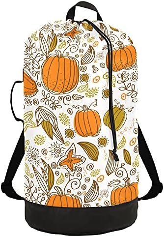 Есенна Чанта за дрехи с листа от тиква, тежка Раница за пране на Дрехи с плечевыми колани, дръжка, чанта за пране, Закопчалката на съвсем малък, Органайзер за мръсни ?