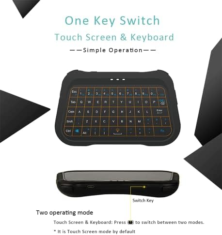 Мини Клавиатура, Мини пълен размер Безжична Клавиатура с подсветка и сензорен панел, Клавиатура с Докосване на екрана на КОМПЮТЪР с дистанционно управление за Android