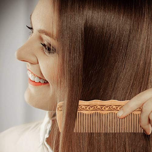Дървена четка за коса MJIYA за коса + средство за разнищване на брада, Естествено Антистатическое дърво за Полагане на Влажни или Сухи Къдрава, гъсти, Вълнообразни или