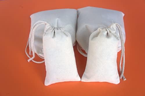 BAGSGeek 25 бр. Муслиновые чанти с една шнурком (6x10 инча) от памук, Муслиновые чанта от органичен памук с Дебелина 150 прежди,