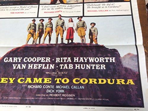 Те дойдоха В Кордуру, ретро постер на филма, Тэб Хънтър, Гари Купър, Рита Хейуърт, Ван Heflin
