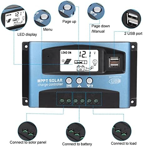Слънчев Контролер на заряд, MPPT Слънчев Контролер за зареждане на 12 v/24 Ток Автофокус MPPT Проследяване на Такса с LCD дисплей Dual USB Слънчев Контролер Регулатор такса Няк