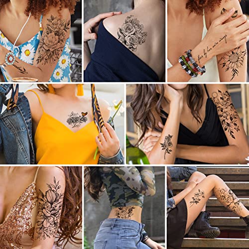 Cerlaza 16 Листа Временни Татуировки за Възрастни Жени, Временни Татуировки с Изкуствено Цвете, Полупостоянные Татуировки