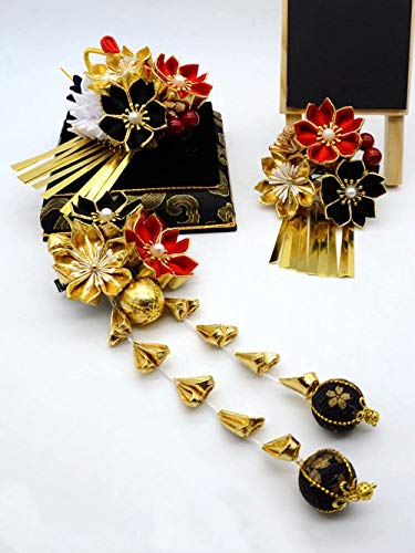 шнола за коса с червена корона журавля, текстилен прическа във формата на цвете, оригинален дизайн Hanfu (Цвят: Шнола за коса с червена корона